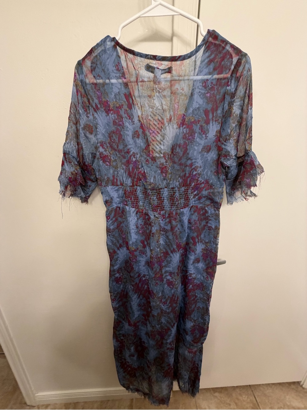 NWT Urban Outfitters Florence Chiffon Midi Dress Blue Purple Floral Size Large - Picture 10 of 12